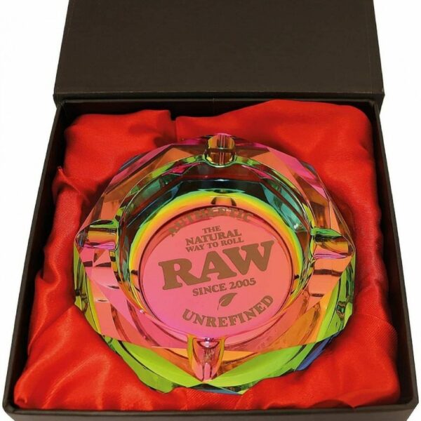 RAW | GLASS ASH TRAY w/GIFT BOX | RAINBOW | 1CT
