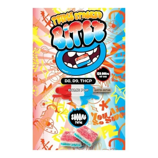 TRIPLE STACKED BITEZ | D8+D9+THC-P | 120,000MG | 60/DISPLAY | BOMB POP