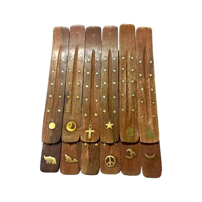 NBC | 10" WOODEN INCENSE HOLDER | 10CT BOX