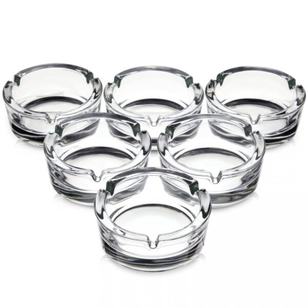 Glass Ashtray Display 6ct Plain
