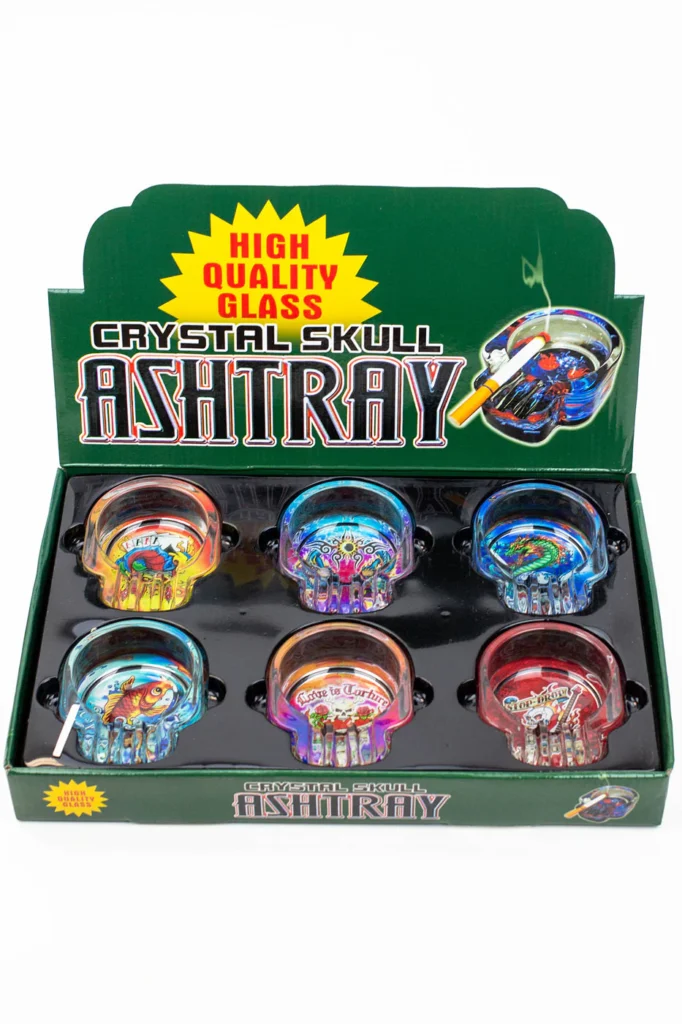 Crystal Skull 6ct Ashtray Display