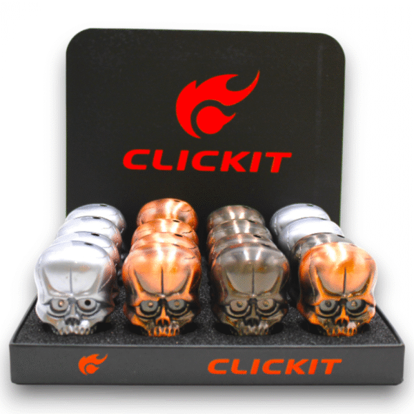 CLICK IT | SKULL TORCH LIGHTER | 16CT DISPLAY