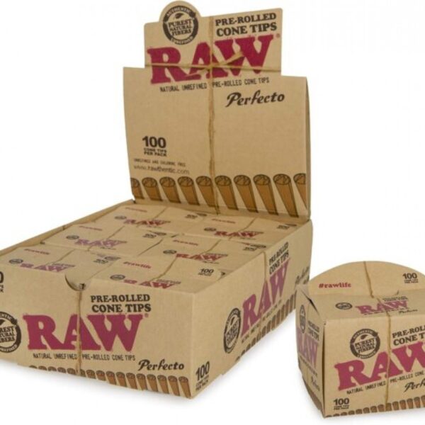 RAW PERFECTO PRE-ROLLED CONE TIPS | 100/6 PK