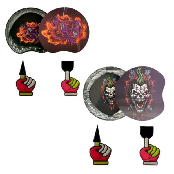 IDGAF ASSORTED METAL ROLLING TRAY |  3D - W/MAGNETIC LID | SMALL - W/CONE FILLER & SCRAPER