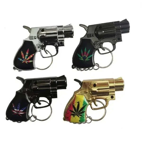 TECHNO TORCH | MINI REVOLVER TORCH W/ KEYCHAIN | MJ LEAF | 12CT