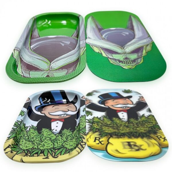 NBC | METAL ROLLING TRAY W/ MAGNATIC LID | 3D | SMALL | ASSORTED DESIGN
