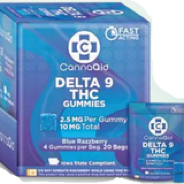 CANNAAID | D9 THC GUMMIES | BLUE RAZZBERRY | 10MG | 20CT POP BOX